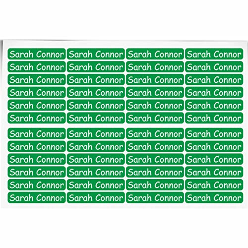 Indigos UG Namensaufkleber Kinder - 36x7 mm - 300 Sticker - grün - personalisiert - Beschriftung Schulsachen mit Name und Wunschtext - Etiketten Schulheft - Schultüte Federmappe von INDIGOS UG