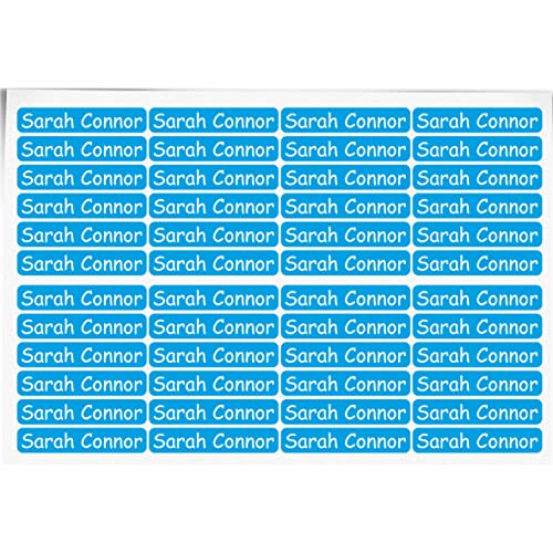 Indigos UG Namensaufkleber Kinder - 36x7 mm - 300 Sticker - hellblau - personalisiert - Beschriftung Schulsachen mit Name und Wunschtext - Etiketten Schulheft - Schultüte Federmappe von INDIGOS UG