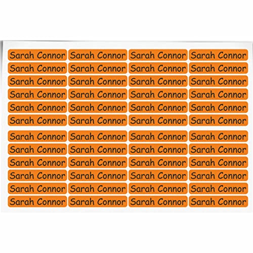 INDIGOS UG Namensaufkleber Kinder - 36x7 mm - 300 Stück - Schule und Kindergarten - Stifte, Federmappe, Lineale - orange - individuell personalisiert - Wunschtext - Wunschname von INDIGOS UG