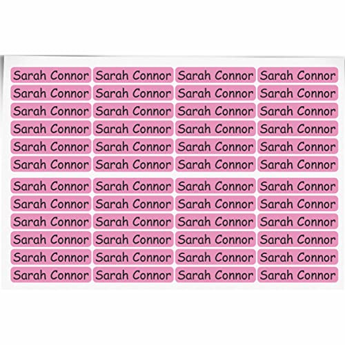 Indigos UG Namensaufkleber Kinder - 36x7 mm - 300 Sticker - rosa - personalisiert - Beschriftung Schulsachen mit Name und Wunschtext - Etiketten Schulheft - Schultüte Federmappe von INDIGOS UG