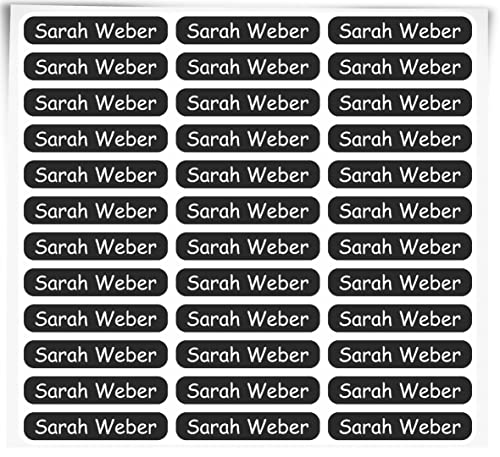 INDIGOS UG Namensaufkleber Kinder - 36x7 mm - 300 Stück - Schule und Kindergarten - Stifte, Federmappe, Lineale - schwarz - individuell personalisiert - Wunschtext - Wunschname von INDIGOS UG