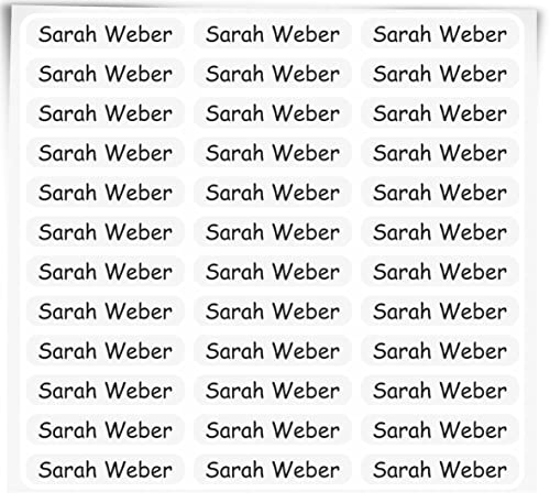 Indigos UG Namensaufkleber Kinder - 36x7 mm - 300 Sticker - weiß - personalisiert - Beschriftung Schulsachen mit Name und Wunschtext - Etiketten Schulheft - Schultüte Federmappe von INDIGOS UG