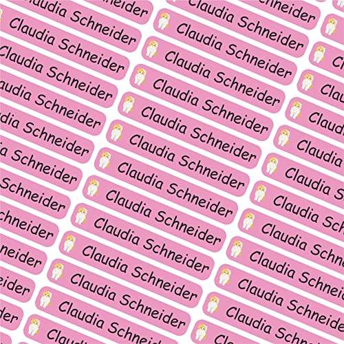 INDIGOS UG® Namensaufkleber Mini - 43x7mm - personalisierte Klebeetiketten - 042 - Katze - 60 Stück für Kinder, Schule Kindergarten - Stifte, Federmappe, Lineale - individueller Aufdruck von INDIGOS UG