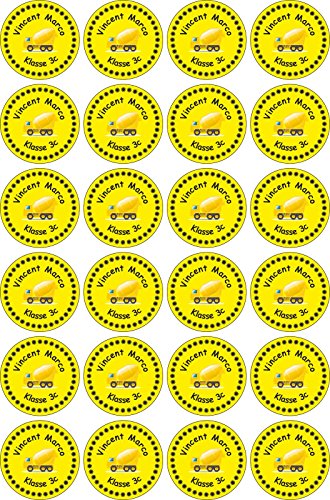 INDIGOS UG® Namensaufkleber Sticker - 30x30 mm - 009 - Fahrmischer - Set von 24 Aufklebern individuell beschriftet - für Schule, Büro, zu Hause - Stifte, Hefte, Federmappen, Ordner von INDIGOS UG