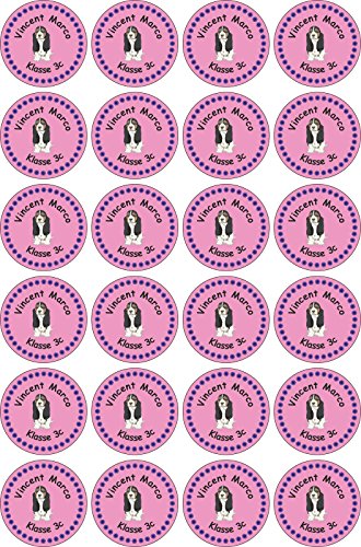 INDIGOS UG Namensaufkleber Kinder Schule - 30x30 mm - 043 - Beagle-Hund - Set von 24 Aufkleber selbst gestalten Wunschtext - Büro, zu Hause - Stifte, Hefte, Federmappen, Ordner von INDIGOS UG