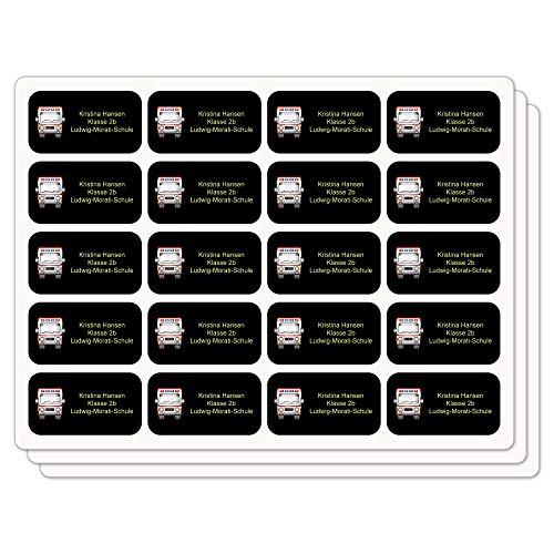 INDIGOS UG Adressetiketten selbstklebend - 40x22 mm - 010 - TRUCK - 60 Sticker Namensaufkleber Kinder Schule - Namensetiketten selbstklebend - Sticker für Stifte, Federmappe, Hefte, Bücher von INDIGOS UG