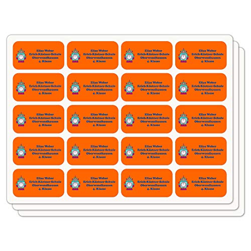 INDIGOS UG® Namensaufkleber Sticker - 40x22 mm - personalisiert - 018 - Roboter - 60 Stück für Kinder, Schule und Kindergarten - Stifte, Federmappe, Lineale - Adressaufkleber von INDIGOS UG