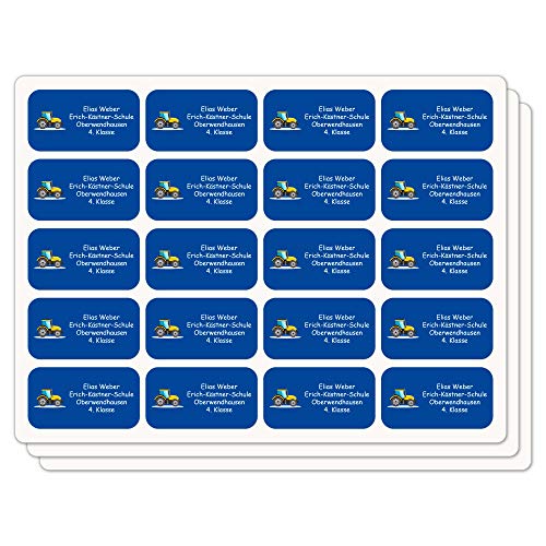 INDIGOS UG Adressetiketten selbstklebend - 40x22 mm - 060 - LKW Truck - 60 Stück Namensaufkleber Kinder Schule - Namensetiketten selbstklebend - Sticker für Stifte, Federmappe, Hefte, Bücher von INDIGOS UG