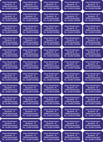 INDIGOS UG Adressetiketten selbstklebend - 40x22 mm - blau - 60 Stück Namensaufkleber Kinder Schule - Namensetiketten selbstklebend - Sticker für Stifte, Federmappe, Hefte, Bücher von INDIGOS UG