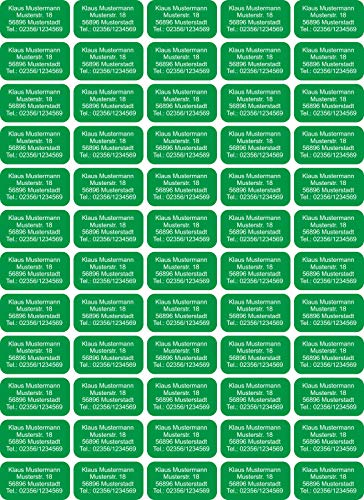 INDIGOS UG Adressetiketten selbstklebend - 40x22 mm - grün - 60 Sticker Namensaufkleber Kinder Schule - Namensetiketten selbstklebend - Sticker für Stifte, Federmappe, Hefte, Bücher von INDIGOS UG