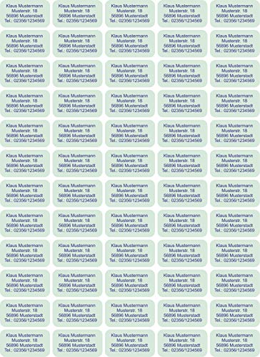 INDIGOS UG Adressetiketten selbstklebend - 40x22 mm - mint - 60 Stück Namensaufkleber Kinder Schule - Namensetiketten selbstklebend - Sticker für Stifte, Federmappe, Hefte, Bücher von INDIGOS UG