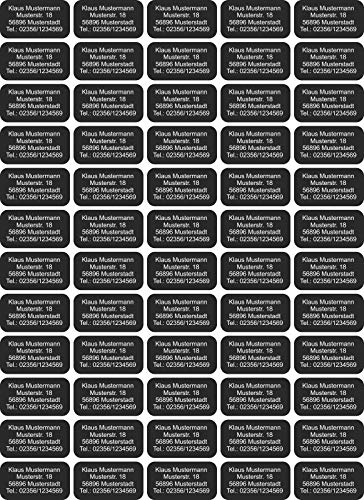 INDIGOS UG® Namensaufkleber Sticker - 40x22 mm - personalisiert - schwarz - 60 Stück für Kinder, Schule und Kindergarten - Stifte, Federmappe, Lineale - Adressaufkleber von INDIGOS UG
