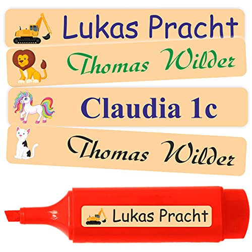 INDIGOS UG - Namensaufkleber Kinder Schule - 51x7 mm - 10-1000 Stück Aufkleber selbst gestalten - Namensetiketten selbstklebend - Sticker für Stifte, Federmappe, Hefte, Bücher - sand von INDIGOS UG