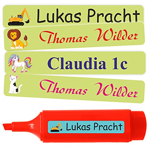 INDIGOS UG - Namensaufkleber Kinder Schule - 51x7 mm - 10-1000 Stück Aufkleber selbst gestalten - Namensetiketten selbstklebend - Sticker für Stifte, Federmappe, Hefte, Bücher - hellgrün von INDIGOS UG
