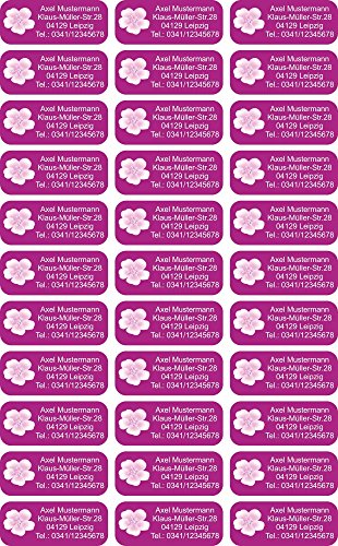 INDIGOS UG Namensaufkleber Kinder Schule - 56x23 mm - 081 - Blume - 33-99 Sticker - Adressaufkleber personalisiert - selbstklebend für Etiketten, Kindergarten, Gegenstände, Ordner, Umschläge von INDIGOS UG