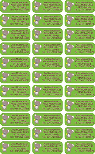 INDIGOS UG® Namensaufkleber Sticker - 56x23 mm - personalisiert - 087 - Teddybär Teddy - 33-99 Stück für Kinder, Schule und Kindergarten - KITA Adressaufkleber für Stifte, Federmappen, Briefe von INDIGOS UG