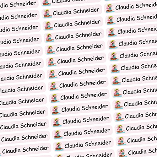 INDIGOS UG Namensaufkleber Kinder Schule- 6x1cm - Etiketten selbstklebend - 001 - Prinzessin - 60 personalisierte Aufkleber für Kindergarten, Stifte, Bücher, Brotdose, Federmappe, Lineale & Spielzeug von INDIGOS UG