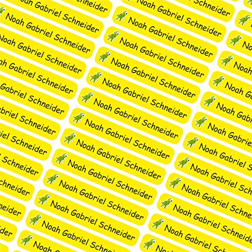 INDIGOS UG® Namensaufkleber Sticker - 6x1cm - personalisierte Klebeetiketten - 040 - Spinosaurus - 60 Stück für Kinder, Schule Kindergarten - Stifte, Federmappe, Lineale - individueller Aufdruck von INDIGOS UG