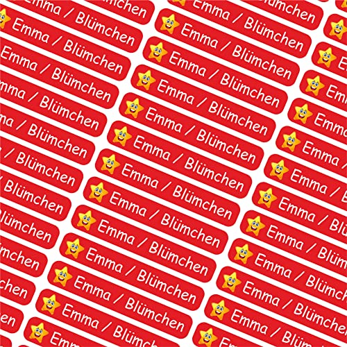 INDIGOS UG Namensaufkleber Kinder Schule- 6x1cm - Etiketten selbstklebend - 070 - Stern - 60 personalisierte Aufkleber für Kindergarten, Stifte, Bücher, Brotdose, Federmappe, Lineale & Spielzeug von INDIGOS UG