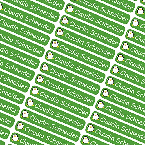 INDIGOS UG® Namensaufkleber Sticker - 6x1cm - personalisierte Klebeetiketten - 074 - Pinguin - 60 Stück für Kinder, Schule Kindergarten - Stifte, Federmappe, Lineale - individueller Aufdruck von INDIGOS UG