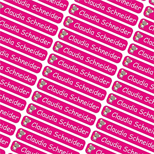 INDIGOS UG Namensaufkleber Kinder Schule- 6x1cm - Etiketten selbstklebend - 087 - Teddybär - 60 personalisierte Aufkleber für Kindergarten, Stifte, Bücher, Brotdose, Federmappe, Lineale & Spielzeug von INDIGOS UG