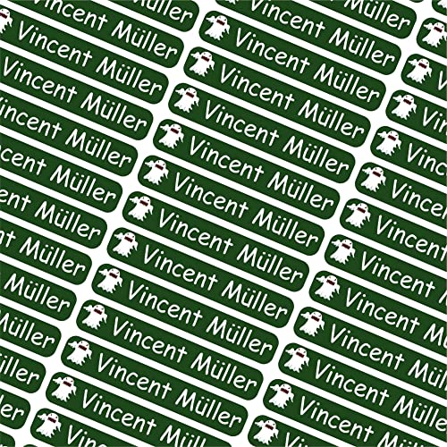 INDIGOS UG Namensaufkleber Kinder Schule- 6x1cm - Etiketten selbstklebend - 093 - Geist - 60 personalisierte Aufkleber für Kindergarten, Stifte, Bücher, Brotdose, Federmappe, Lineale & Spielzeug von INDIGOS UG
