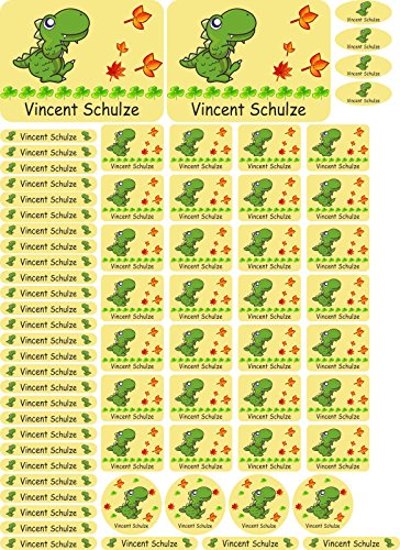 INDIGOS UG® Namensaufkleber Sticker - A4-Bogen - 095 - Styracosaurus - 69 Sticker für Kinder, Schule und Kindergarten - Stifte, Federmappe, Lineale - auch für Erwachsene - individueller Aufdruck von INDIGOS UG