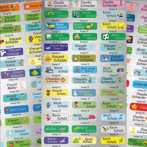 INDIGOS UG® Namensaufkleber Sticker - hellblau - hochwertiger Edelstahllook - 50x15 mm - ab 30 Stück mit Motiv für Kinder, Schule und Kindergarten - Stifte, Federmappe, Lineale - individuell von INDIGOS UG