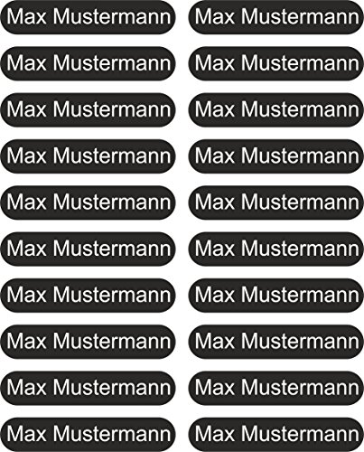 INDIGOS UG® Namensaufkleber Textilien - 25x10mm schwarz für Wäscheetiketten - Schulkleidung Kleidung Kleidungsetiketten - individueller Aufdruck personalisiert - T-Shirt kein Aufbügeln von INDIGOS UG