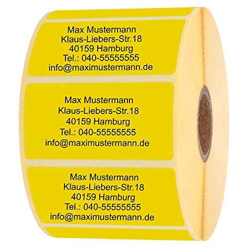 INDIGOS UG Adressetikette - Namensaufkleber - gelb - 1000 Stück personalisierbar - selbstklebend - 40 x 22 mm - verschiedene Varianten von INDIGOS UG