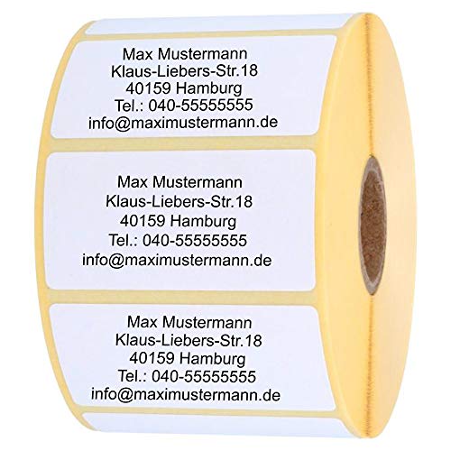 INDIGOS UG Adressetikette - Namensaufkleber - weiß - 1000 Stück personalisierbar - selbstklebend - 40 x 22 mm - verschiedene Varianten von INDIGOS UG