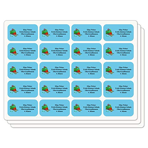 INDIGOS UG Adressetiketten selbstklebend - 40x22 mm - 119 - Zug - 60 Sticker Namensaufkleber Kinder Schule - Namensetiketten selbstklebend - Sticker für Stifte, Federmappe, Hefte, Bücher von INDIGOS UG