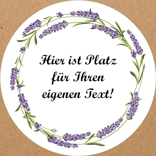 INDIGOS UG - Aufkleber selbst gestalten Blumenmuster - bunt - Lavendel 2 - Wunschtext - 54 Stück - 30mm - personalisierte Geschenke - Etiketten selbstklebend - Dekoration Verpackung von Geschenken von INDIGOS UG