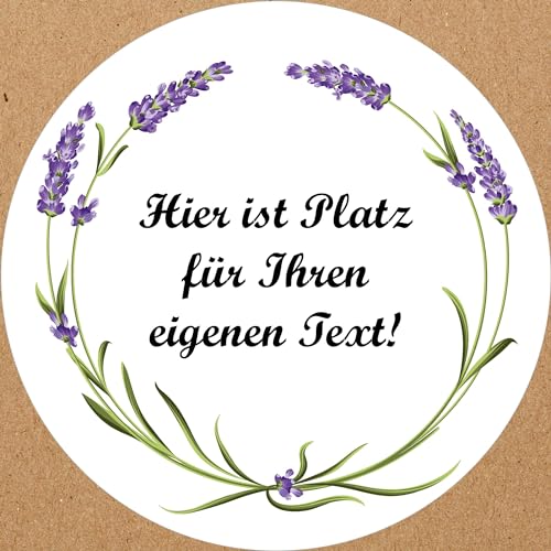 INDIGOS UG - Aufkleber Blumenmuster - bunt - Lavendel 3 - Wunschtext - 35 Stück - 40mm - individuell personalisiert - selbstklebende Etiketten Dekoration Verpackung von Geschenken von INDIGOS UG