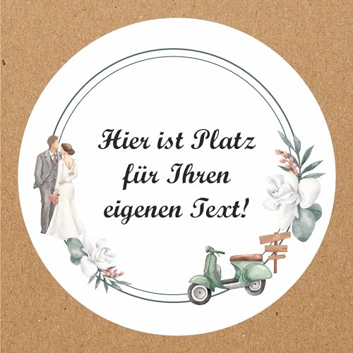 INDIGOS UG - Aufkleber Hochzeit - Brautpaar - Wunschtext - 35 Stück - 40mm - individuell personalisiert - selbstklebende Etiketten Dekoration und Verpackung für Hochzeitsgeschenke von INDIGOS UG