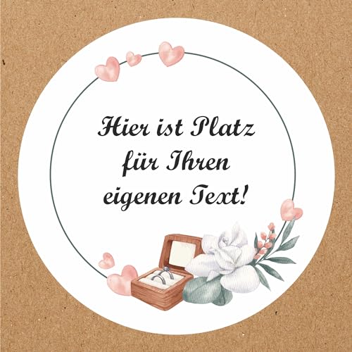 INDIGOS UG - Aufkleber Hochzeit - Eheringe - Wunschtext - 54 Stück - 30mm - individuell personalisiert - selbstklebende Etiketten Dekoration und Verpackung für Hochzeitsgeschenke von INDIGOS UG