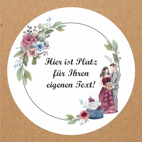 INDIGOS UG - Aufkleber Hochzeit - Hochzeit - Brautpaar - Wunschtext - 54 Stück - 30mm - individuell personalisiert - selbstklebende Etiketten Dekoration und Verpackung für Hochzeitsgeschenke von INDIGOS UG