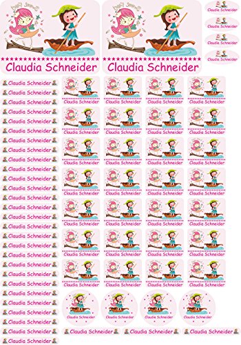 INDIGOS UG Aufkleber - Kinder Namensaufkleber - 001 - Prinzessin Kinder - selbstklebend - personalisierbar - 69 Stück in einem Set - in verschiedenen Motiven erhältlich – KITA Kinder Schule von INDIGOS UG