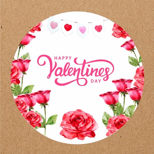 INDIGOS UG - Aufkleber Valentinstag - Happy Valentines Day - Rosen - 35 Stück - 40mm - selbstklebende Etiketten - Dekoration und Verpackung für Valentinstagsgeschenke von INDIGOS UG