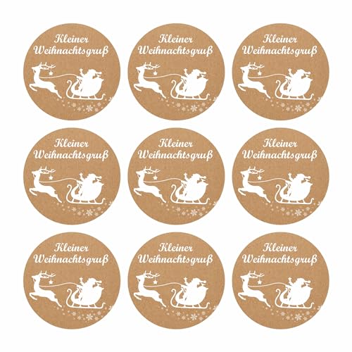 INDIGOS UG - Aufkleber Weihnachten - Frohe Weihnachten - Schlitten - 35 Stück - 40mm - selbstklebende Weihnachtsetiketten mit Kraftpapieroptik Dekoration für Weihnachtsgeschenke & Adventskalender INDIGOS UG - Aufkleber Weihnachten - Frohe Weihnachten - Schlitten - 35 Stück - 40mm - selbstklebende Weihnachtsetiketten mit Kraftpapieroptik Dekoration für Weihnachtsgeschenke & Adventskalender von INDIGOS UG
