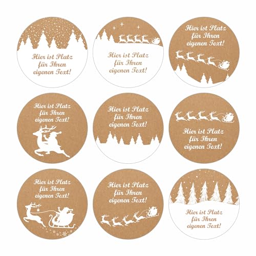 INDIGOS UG - Aufkleber selbst gestalten Weihnachten - Mix-Set 1 - Wunschtext - 35 Stück - 40mm - personalisierte Geschenke - selbstklebende Folie - Etiketten selbstklebend Kraftpapieroptik Deko für INDIGOS UG - Aufkleber selbst gestalten Weihnachten - Mix-Set 1 - Wunschtext - 35 Stück - 40mm - personalisierte Geschenke - selbstklebende Folie - Etiketten selbstklebend Kraftpapieroptik Deko für von INDIGOS UG