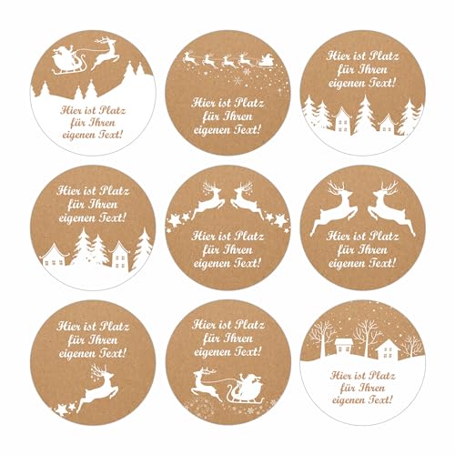 INDIGOS UG - Aufkleber selbst gestalten Weihnachten - Mix-Set 2 - Wunschtext - 54 Stück - 30mm - personalisierte Geschenke - selbstklebende Folie - Etiketten selbstklebend Kraftpapieroptik Deko für INDIGOS UG - Aufkleber selbst gestalten Weihnachten - Mix-Set 2 - Wunschtext - 54 Stück - 30mm - personalisierte Geschenke - selbstklebende Folie - Etiketten selbstklebend Kraftpapieroptik Deko für von INDIGOS UG