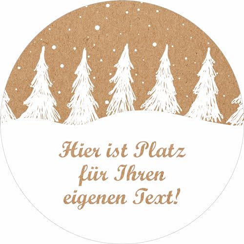 INDIGOS UG - Aufkleber selbst gestalten Weihnachten - Weihnachtswald - Wunschtext - 35 Stück - 40mm - personalisierte Geschenke - selbstklebende Folie - Etiketten selbstklebend Kraftpapieroptik Deko INDIGOS UG - Aufkleber selbst gestalten Weihnachten - Weihnachtswald - Wunschtext - 35 Stück - 40mm - personalisierte Geschenke - selbstklebende Folie - Etiketten selbstklebend Kraftpapieroptik Deko von INDIGOS UG