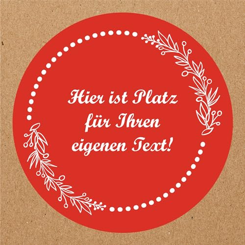 INDIGOS UG - Aufkleber Weihnachten - rot - Mistelzweig - Wunschtext - 35 Stück - 40mm - individuell personalisiert - selbstklebende Weihnachtsetiketten Dekoration Verpackung von Weihnachtsgeschenken von INDIGOS UG