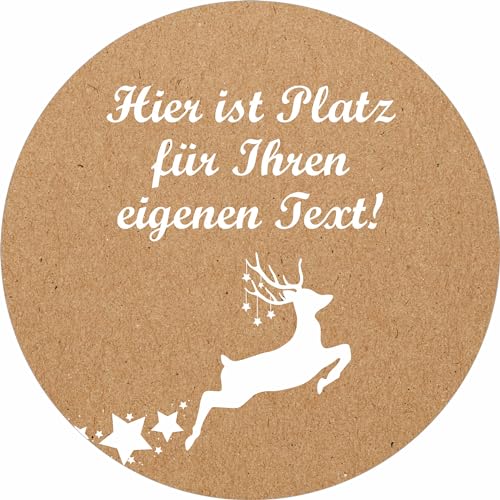 INDIGOS UG - Aufkleber selbst gestalten Weihnachten - Rentier - Sterne - Wunschtext - 54 Stück - 30mm - personalisierte Geschenke - selbstklebende Folie - Etiketten selbstklebend Kraftpapieroptik INDIGOS UG - Aufkleber selbst gestalten Weihnachten - Rentier - Sterne - Wunschtext - 54 Stück - 30mm - personalisierte Geschenke - selbstklebende Folie - Etiketten selbstklebend Kraftpapieroptik von INDIGOS UG