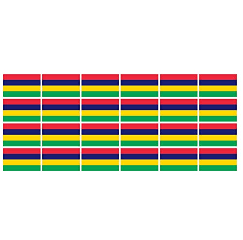 INDIGOS UG - Mini Aufkleber Set - Pack glatt - 33x20mm - selbstklebender Sticker - Mauritius - Flagge - Banner - Standarte fürs Auto, Büro, zu Hause und die Schule - 24 Stück - für Auto, Laptop von INDIGOS UG