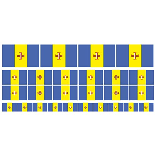 INDIGOS UG - Mini Aufkleber Set - Pack glatt - 4x 51x31mm+ 12x 33x20mm + 10x 20x12mm - Madeira - Flagge - Banner - Standarte fürs Auto, Büro, zu Hause und die Schule - Set of 26 - für Auto, Laptop von INDIGOS UG