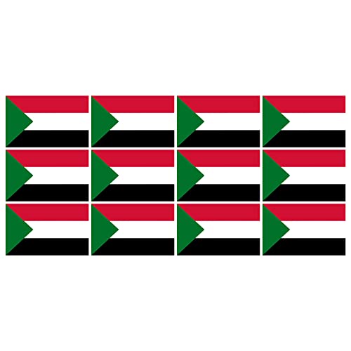 INDIGOS UG - Mini Aufkleber Set - Pack glatt - 50x31mm - selbstklebender Sticker - Sudan - Flagge - Banner - Standarte fürs Auto, Büro, zu Hause und die Schule - 12 Stück - für Auto, Laptop von INDIGOS UG