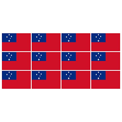 INDIGOS UG - Mini Aufkleber Set - Pack glatt - 50x31mm - selbstklebender Sticker - Western Samoa - Flagge - Banner - Standarte fürs Auto, Büro, zu Hause und die Schule - 12 Stück - für Auto, Laptop von INDIGOS UG