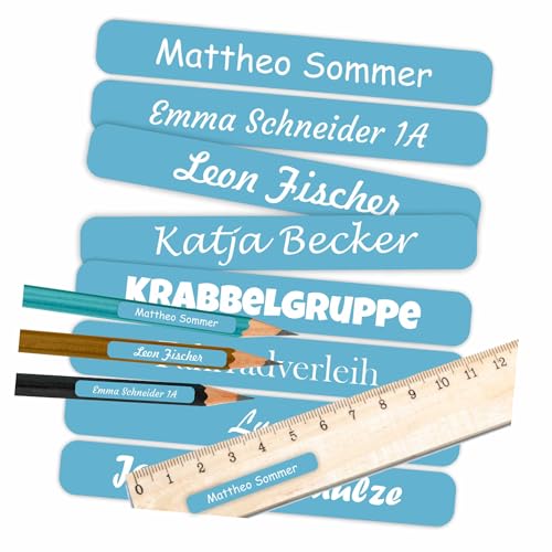 INDIGOS UG Namensaufkleber Kinder Schule 51x7mm - hellblau - Namensschilder selbst gestalten mit Namen für Schulsachen - individuell personalisiert - wasserfest für die Spülmaschine - 150 Sticker INDIGOS UG Namensaufkleber Kinder Schule 51x7mm - hellblau - Namensschilder selbst gestalten mit Namen für Schulsachen - individuell personalisiert - wasserfest für die Spülmaschine - 150 Sticker von INDIGOS UG